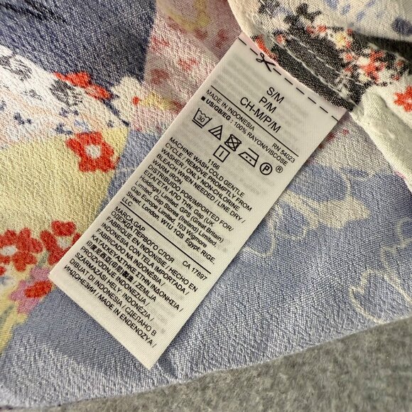 Gap Womens Patchwork Kimono Jacket S/M Open Front Long Sleeves 100% Rayon Multic - Picture 4 of 9